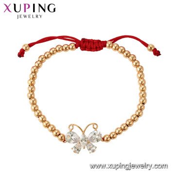75355 Xuping hot sales popular 18k banhado a ouro pulseira de miçangas com charme de borboleta